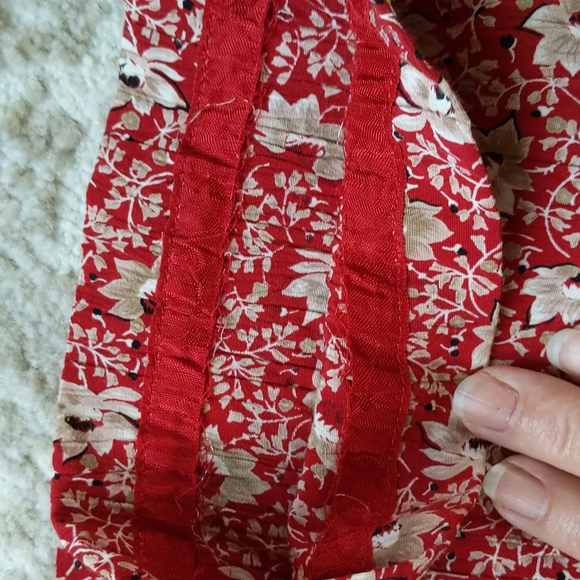 Talbots Petite Floral High Waisted High Rise Pleated Pants M Red White - Picture 9 of 16